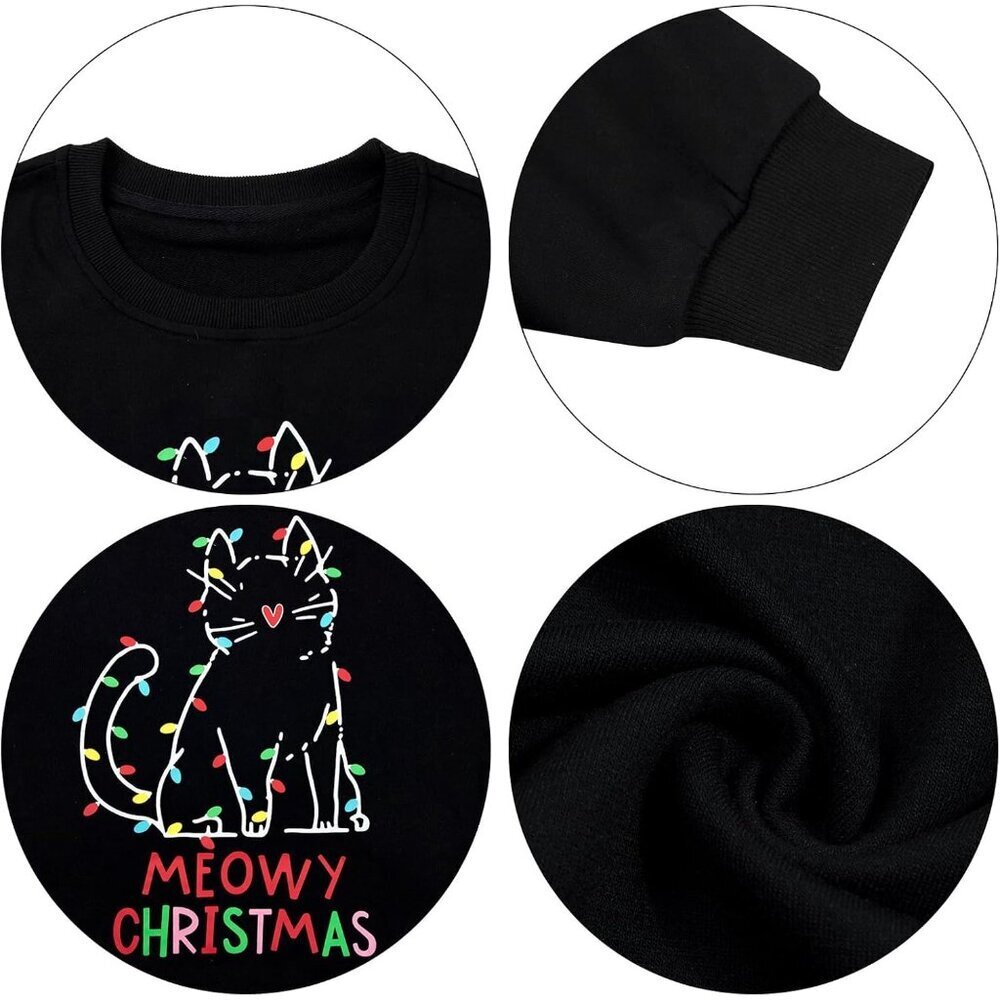 Christmas Sweatshirt Women Cotton Polyester Spandex Cozy Casual Holiday - Picture 6 of 6